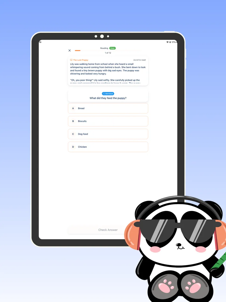 Bamboo Brain SATs reading practice screen