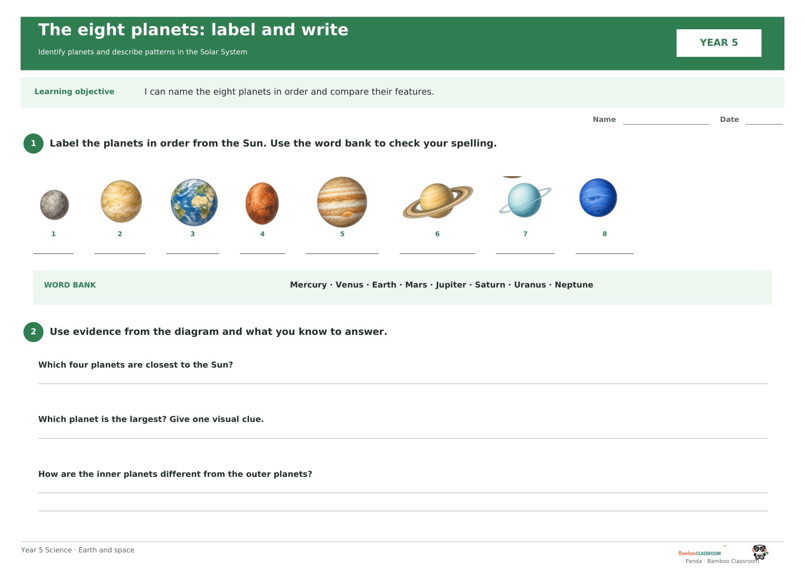 Preview of Planets: Label and Write