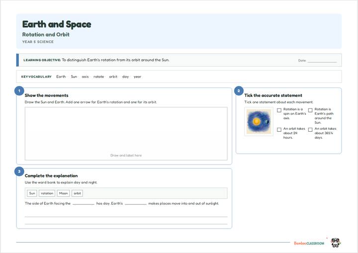 Preview of Earth and Space: Rotation and Orbit