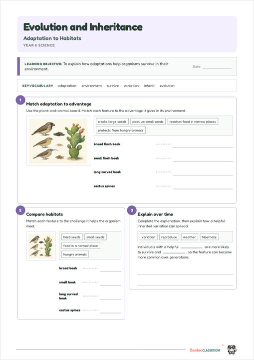 Preview of Evolution and Inheritance: Adaptation to Habitats